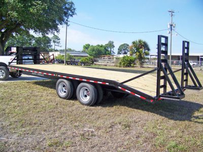 8x24 Gooseneck Equipment Trailer, Beavertail, Dual Axle, Tandem Wheels, Electric Brakes, 20K GVWR